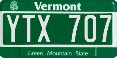 VT license plate YTX707