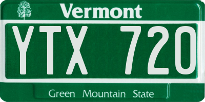 VT license plate YTX720