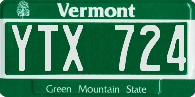 VT license plate YTX724