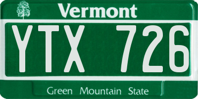VT license plate YTX726