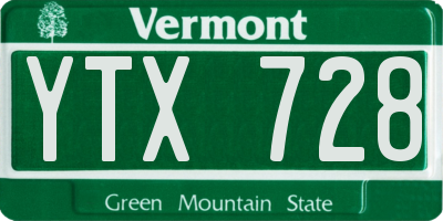 VT license plate YTX728