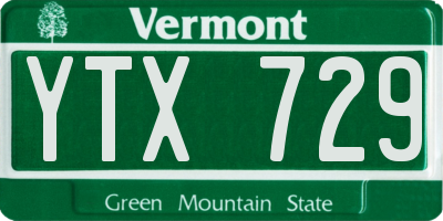 VT license plate YTX729