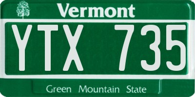 VT license plate YTX735