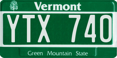 VT license plate YTX740