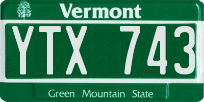 VT license plate YTX743