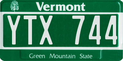 VT license plate YTX744