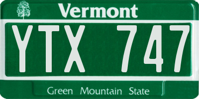 VT license plate YTX747