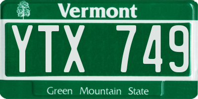 VT license plate YTX749