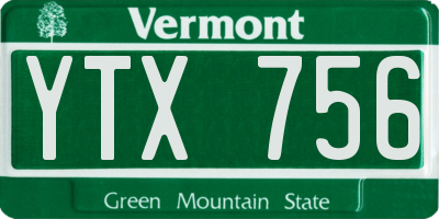 VT license plate YTX756