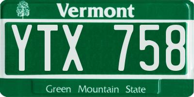 VT license plate YTX758