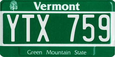 VT license plate YTX759