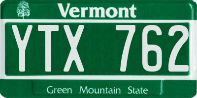 VT license plate YTX762