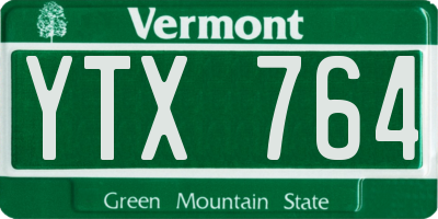VT license plate YTX764