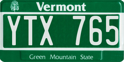 VT license plate YTX765