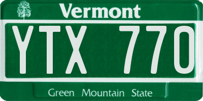 VT license plate YTX770