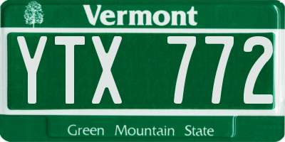 VT license plate YTX772
