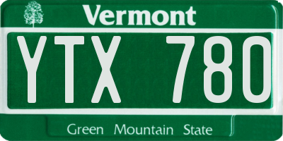VT license plate YTX780