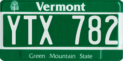 VT license plate YTX782