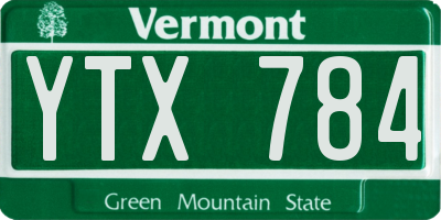 VT license plate YTX784