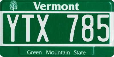 VT license plate YTX785