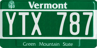 VT license plate YTX787
