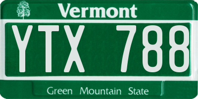 VT license plate YTX788