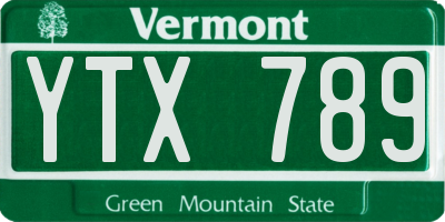 VT license plate YTX789