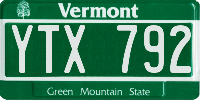 VT license plate YTX792