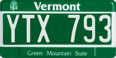VT license plate YTX793