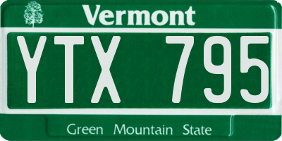 VT license plate YTX795