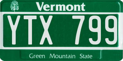 VT license plate YTX799