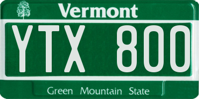 VT license plate YTX800