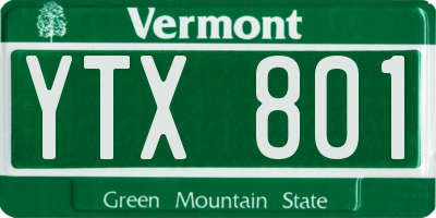VT license plate YTX801