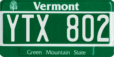 VT license plate YTX802