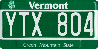 VT license plate YTX804