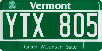 VT license plate YTX805