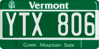 VT license plate YTX806
