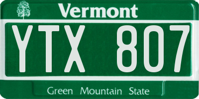 VT license plate YTX807