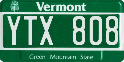 VT license plate YTX808