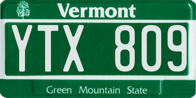VT license plate YTX809