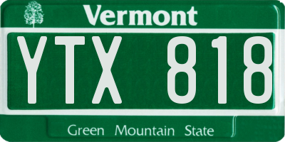VT license plate YTX818