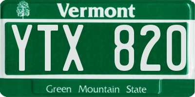 VT license plate YTX820