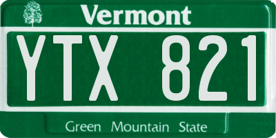 VT license plate YTX821