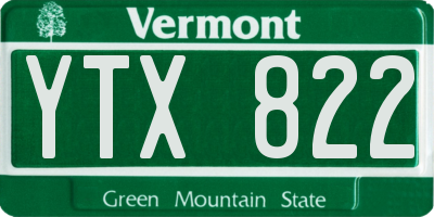 VT license plate YTX822