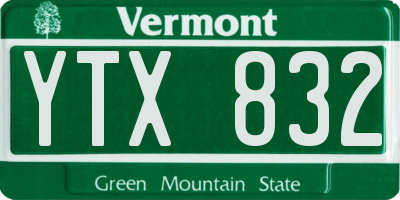 VT license plate YTX832