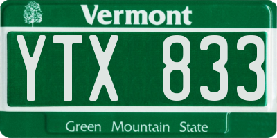 VT license plate YTX833