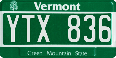 VT license plate YTX836