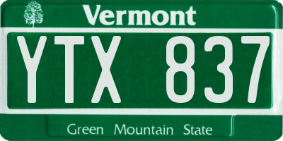 VT license plate YTX837