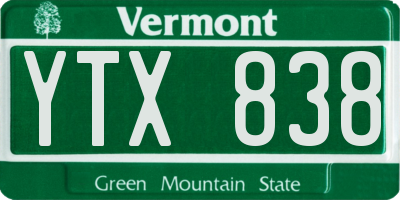 VT license plate YTX838