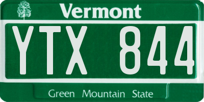 VT license plate YTX844
